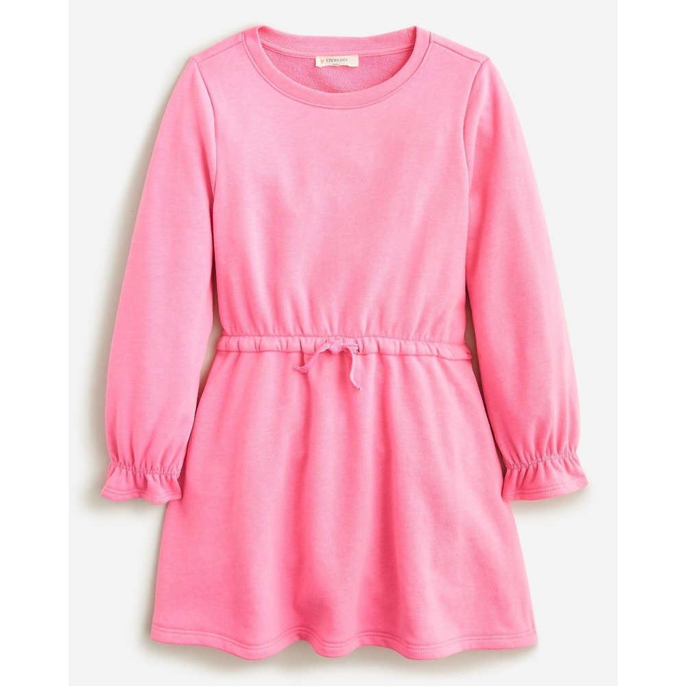 Crewcuts J.Crew Girls Pink Long Ruffle Sleeve Sweatshirt Dress Size 10